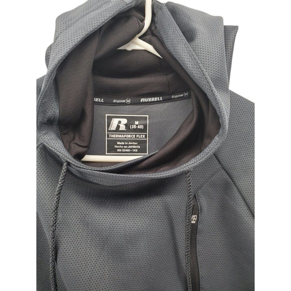 RUSSELL Sweatshirt Men's Long Sleeve Hooded High Neck Pullover Drawstring Gray M - Picture 4 of 10